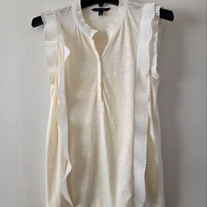 Sleeveless Cream Top with Ruffle Detail